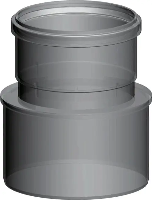 Wolf Produkt aus PP, bestehend aus zwei transparenten Komponenten, die miteinander verbunden sind, mit einem klaren Design zur Reduzierung des Durchmessers.